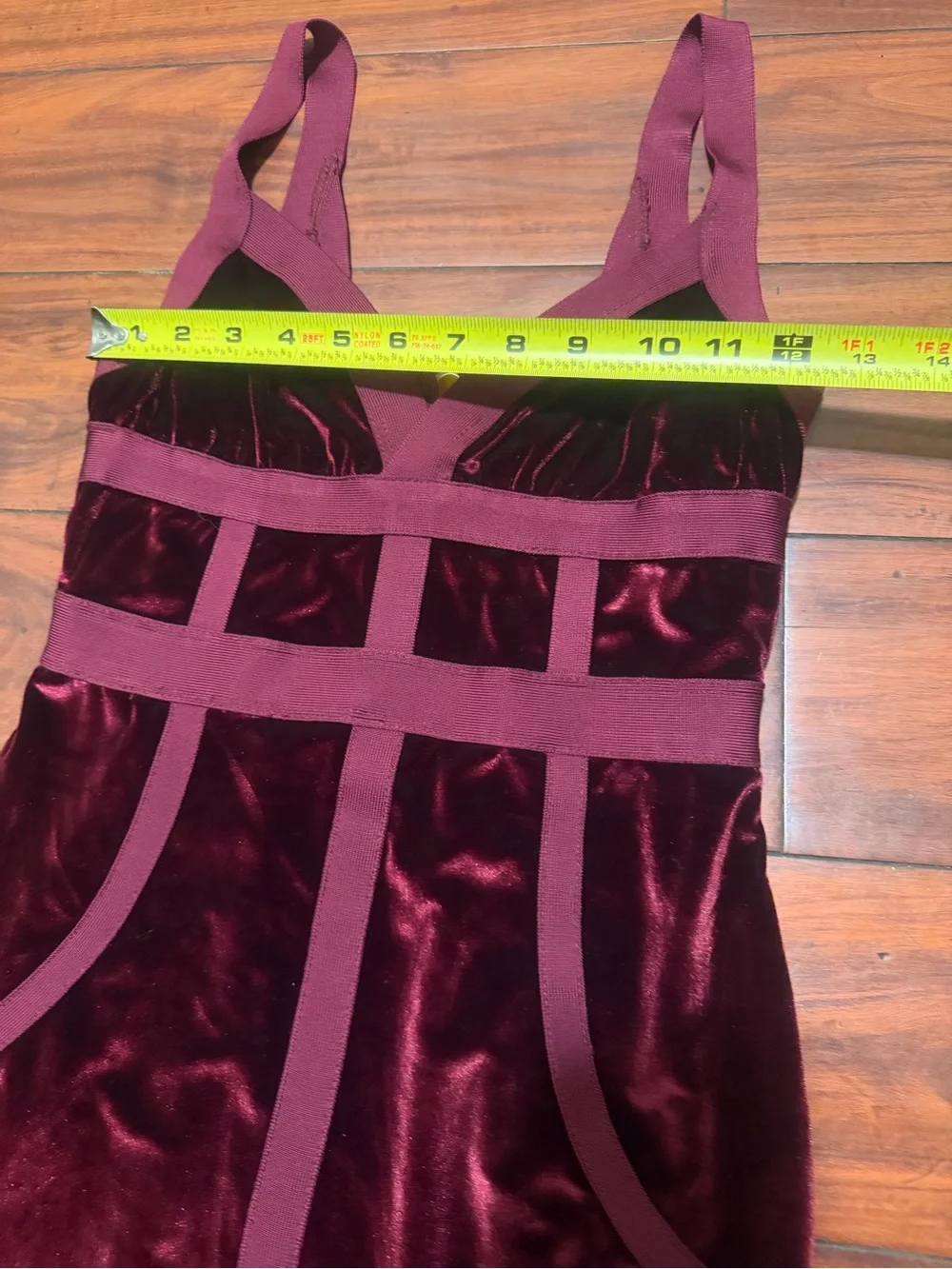 House of CB Burgundy Velvet Structured Bodycon Mini Dress - Picture 5 of 10
